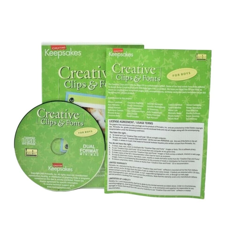 Creating Keepsakes Creative Clips and Fonts For Boys CD Scrapbooking and Crafts